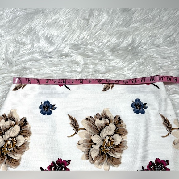 Ann Taylor Women's Pencil Skirt Size 12 Floral on Cream Print Lined Stretch - Picture 12 of 14
